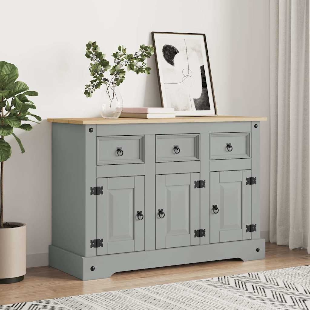 Buffet Corona gris 112x43x78 cm bois massif pin mexicain - XIOS