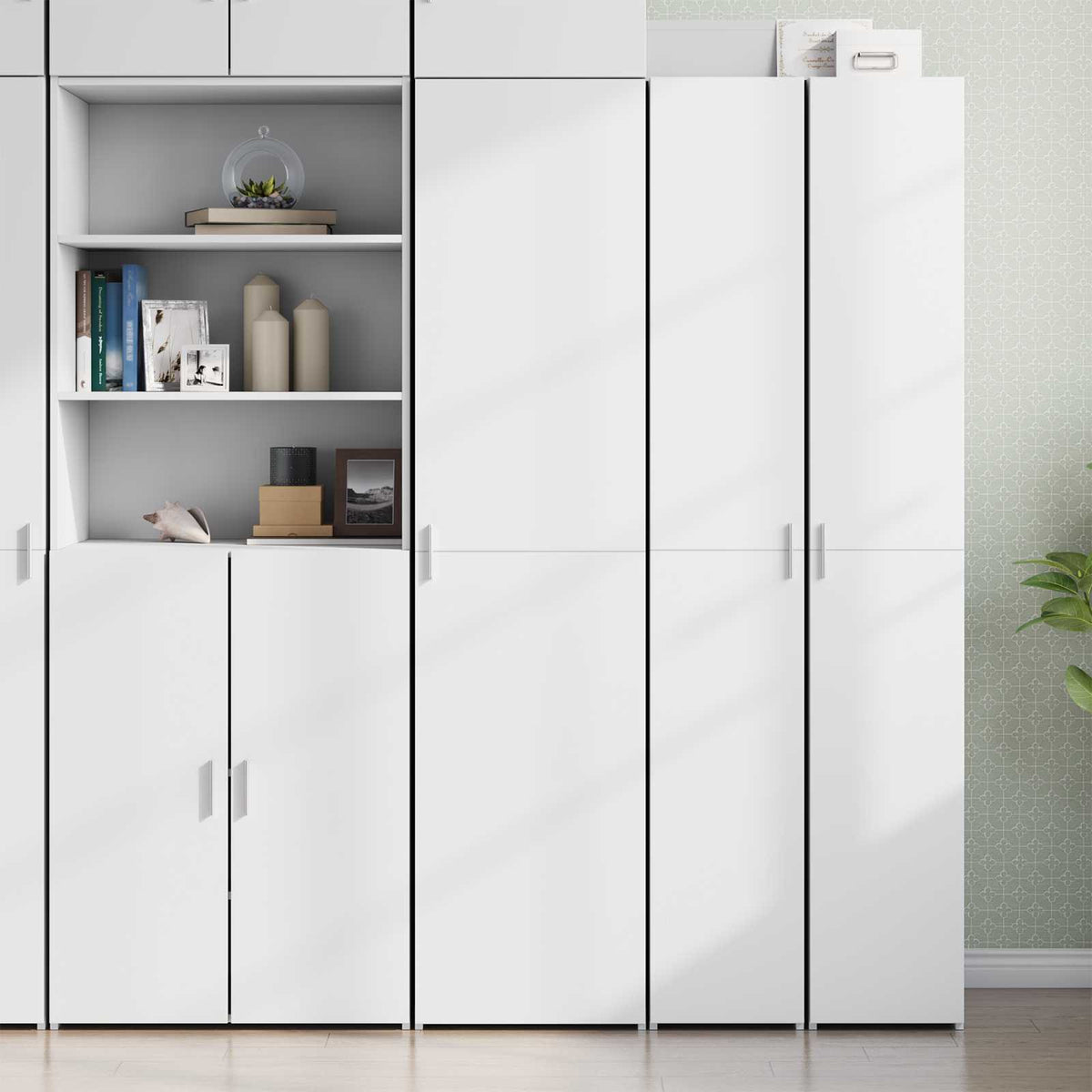 Buffet haut blanc 45x42,5x185 cm bois d’ingénierie - XIOS