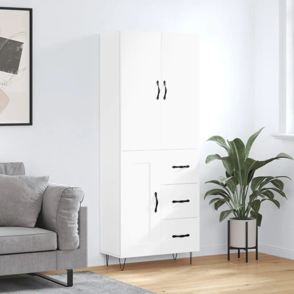 Buffet haut Blanc 69,5x34x180 cm Bois d’ingénierie - XIOS