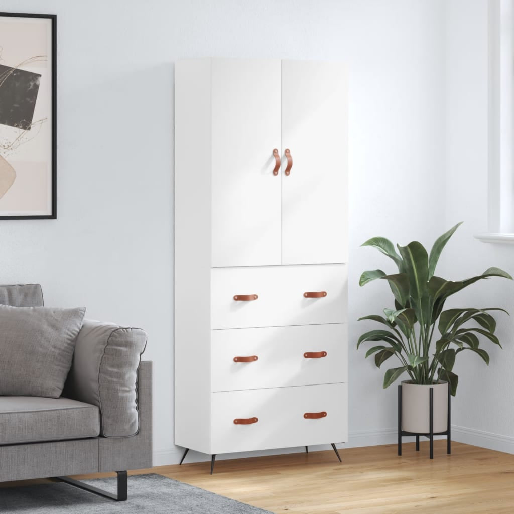 Buffet haut Blanc 69,5x34x180 cm Bois d’ingénierie - XIOS