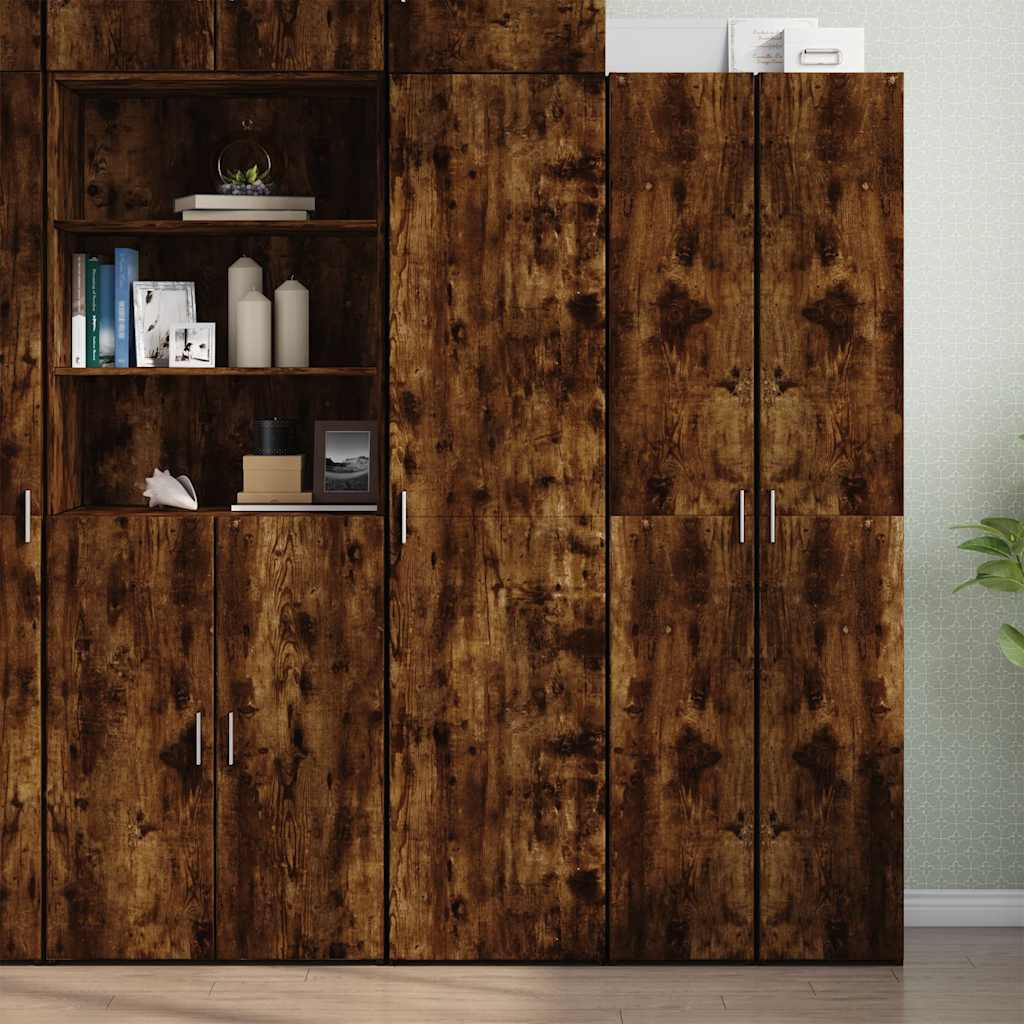 Buffet haut chêne fumé 45x42,5x185 cm bois d’ingénierie - XIOS