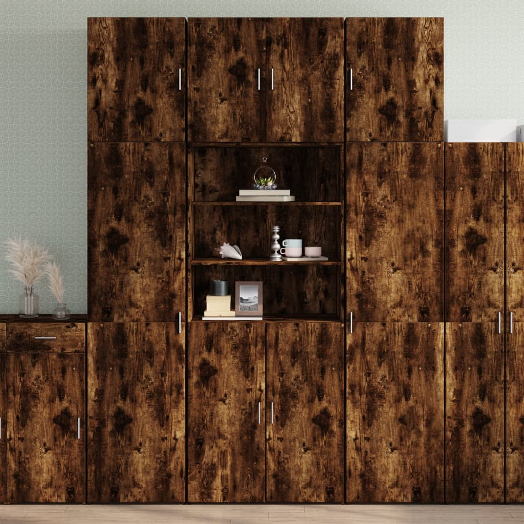 Buffet haut chêne fumé 80x42,5x249 cm bois d’ingénierie - XIOS