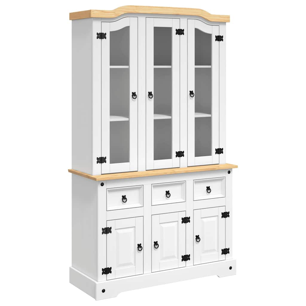 Buffet haut Corona blanc 112x43x191,5 cm bois massif pin mexicain - XIOS