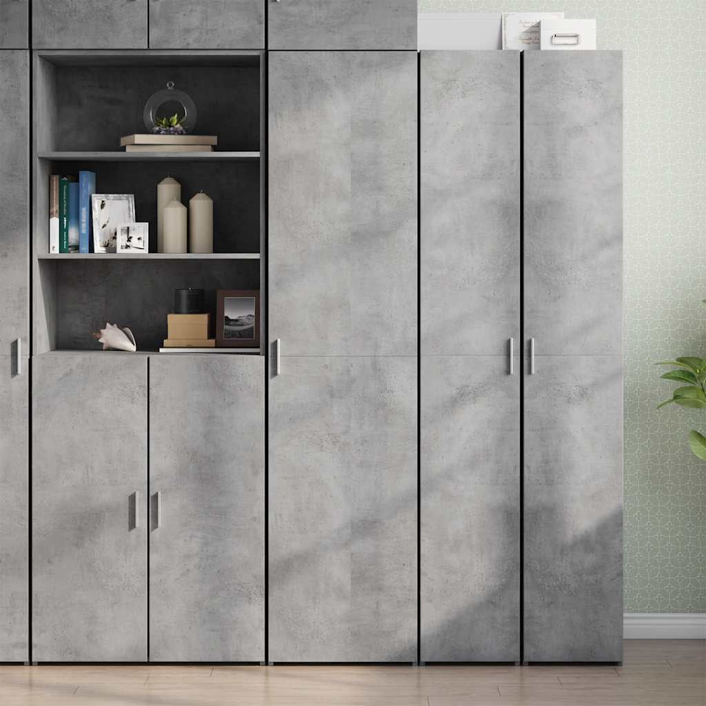 Buffet haut gris béton 45x42,5x185 cm bois d’ingénierie - XIOS