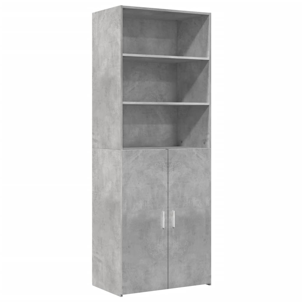 Buffet haut gris béton 70x42,5x185 cm bois d’ingénierie - XIOS