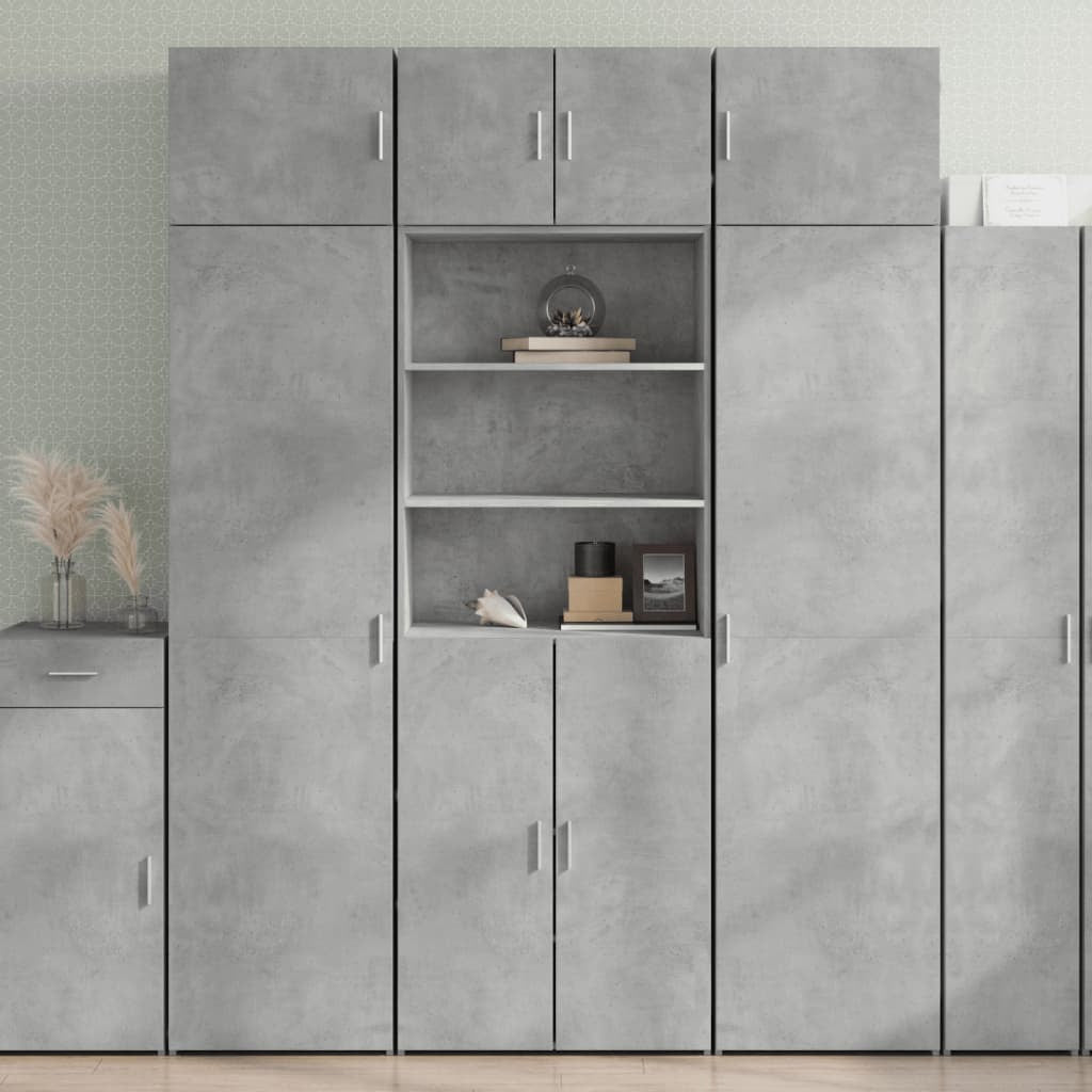 Buffet haut gris béton 70x42,5x185 cm bois d’ingénierie - XIOS