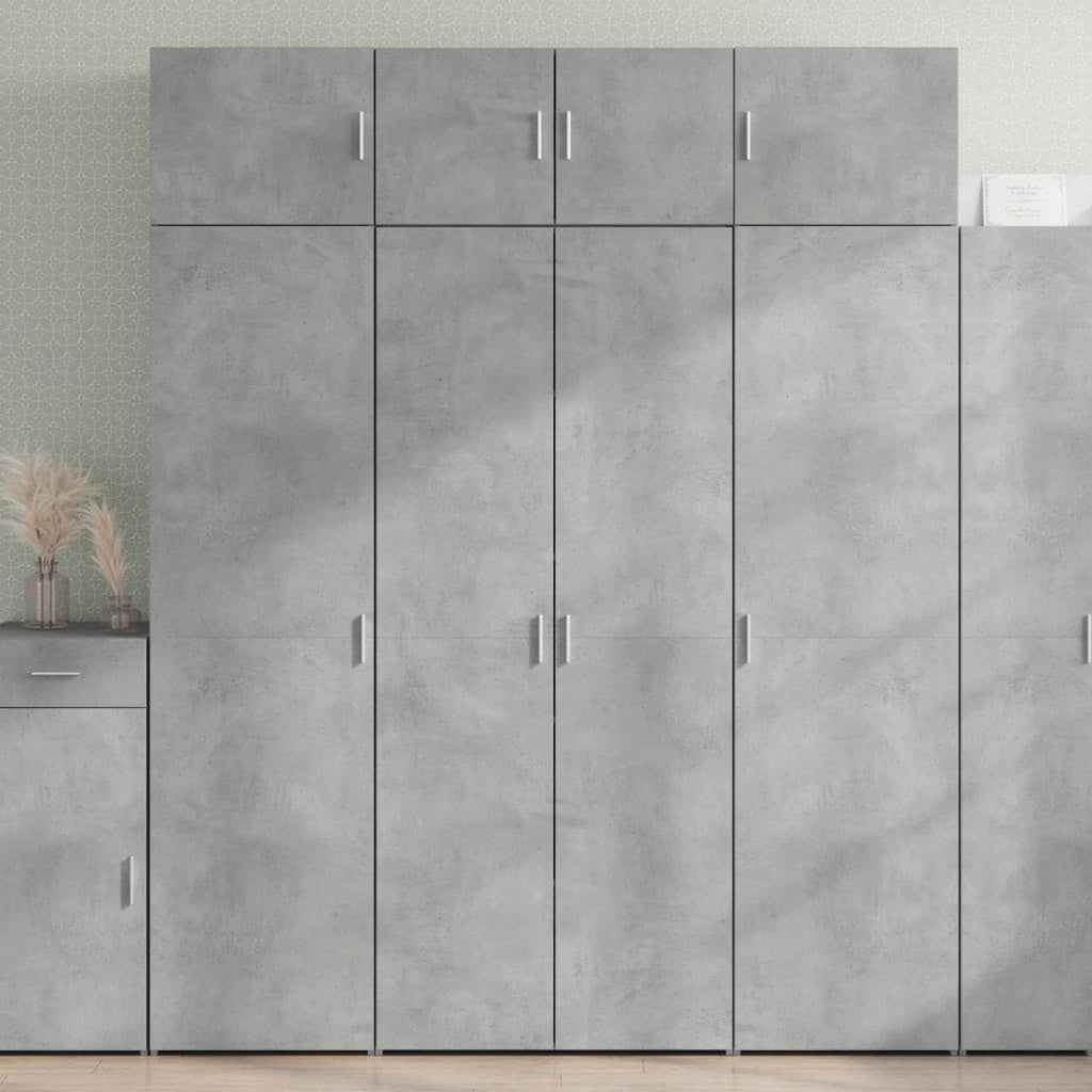 Buffet haut gris béton 80x42,5x185 cm bois d’ingénierie - XIOS