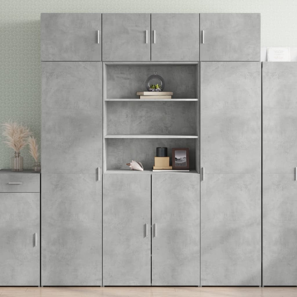 Buffet haut gris béton 80x42,5x185 cm bois d’ingénierie - XIOS