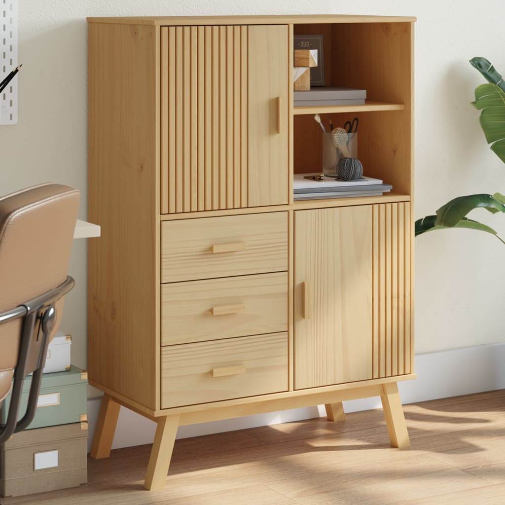 Buffet haut OLDEN marron 85x43x125 cm bois massif de pin - XIOS