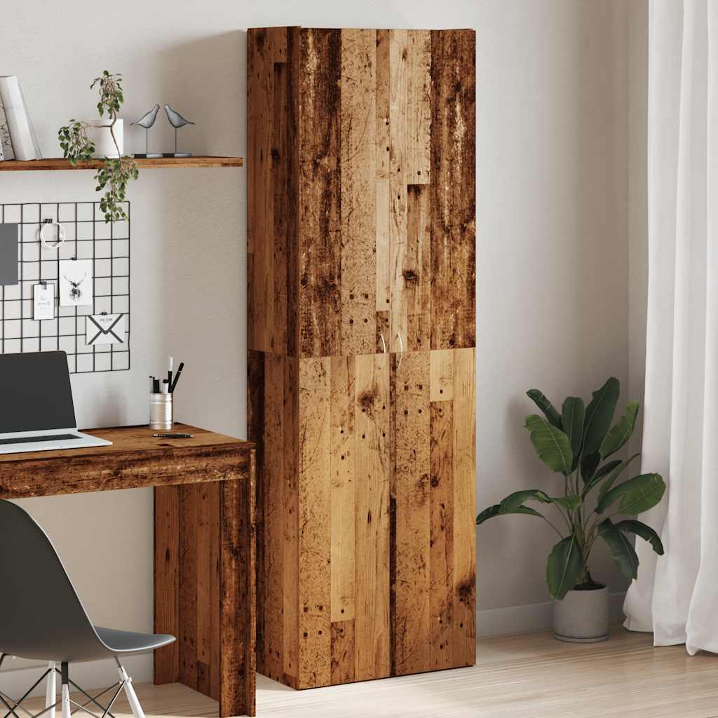Buffet haut vieux bois 60x32x190 cm bois d'ingénierie - XIOS
