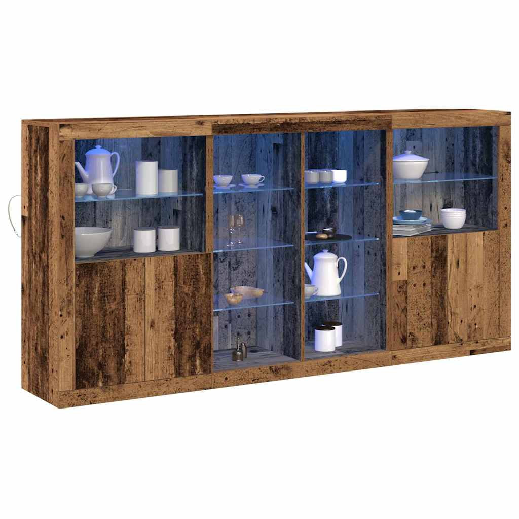 Buffet LED 3 pc Bois ancien 202 x 37 x 100 cm Bois d’ingénierie - XIOS