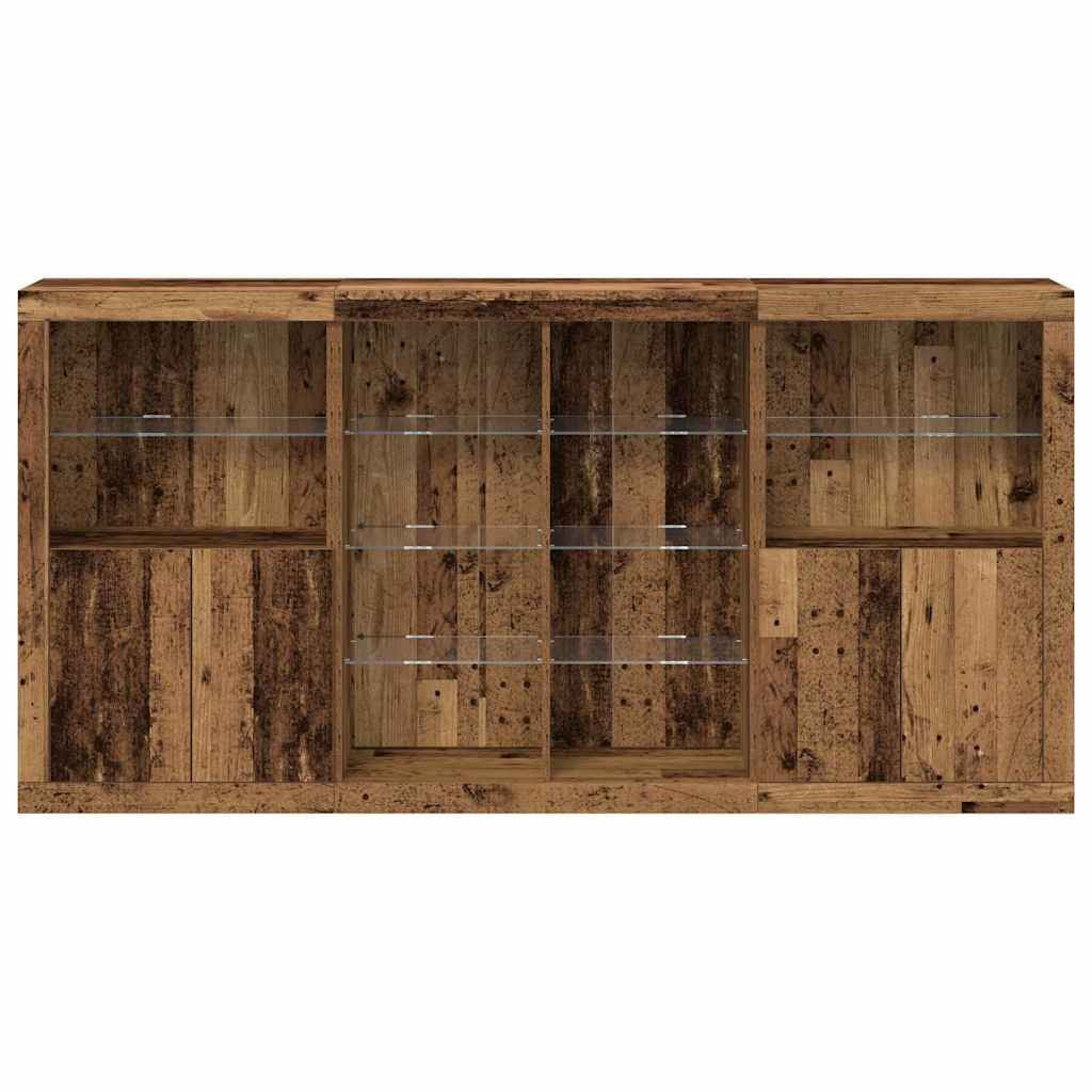 Buffet LED 3 pc Bois ancien 202 x 37 x 100 cm Bois d’ingénierie - XIOS