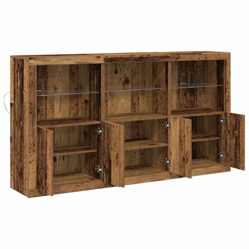 Buffet LED Bois ancien 162 x 37 x 100 cm Bois d’ingénierie - XIOS