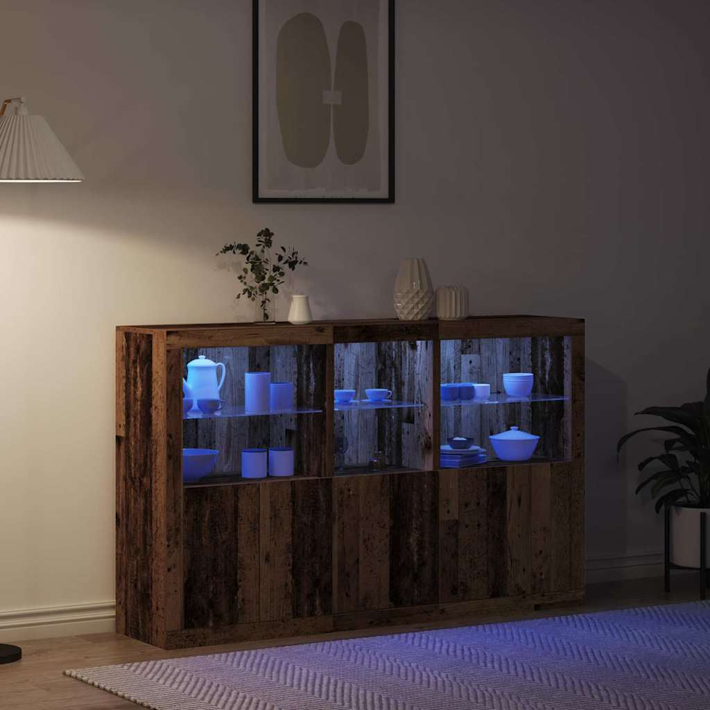 Buffet LED Bois ancien 162 x 37 x 100 cm Bois d’ingénierie - XIOS