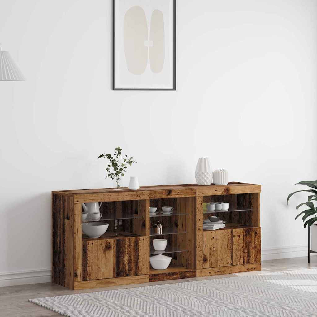 Buffet LED Bois ancien 162 x 37 x 67 cm Bois d’ingénierie - XIOS