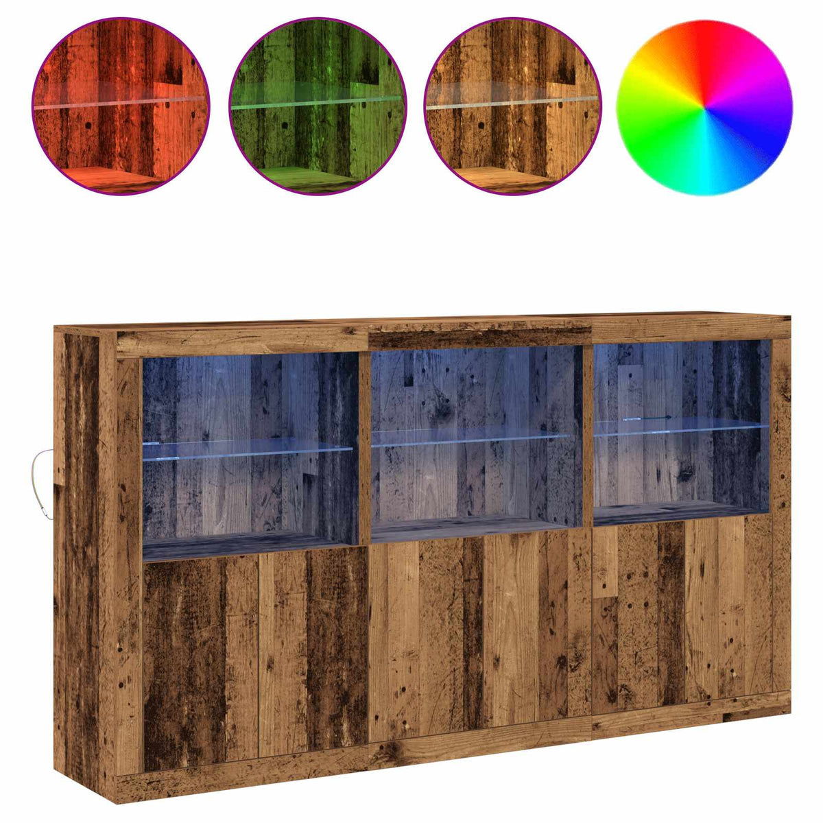 Buffet LED Bois ancien 181,5 x 37 x 100 cm Bois d’ingénierie - XIOS