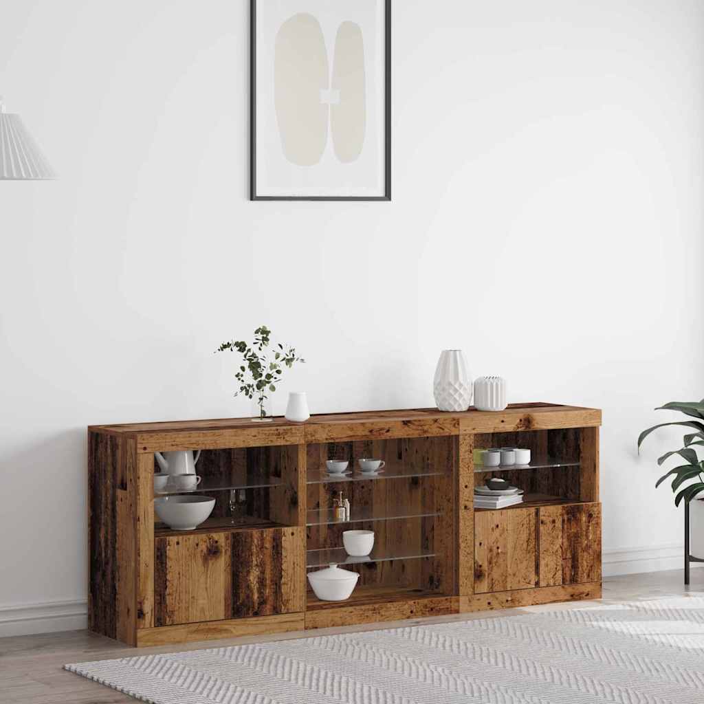 Buffet LED Bois ancien 181,5 x 37 x 67 cm Bois d'ingénierie - XIOS