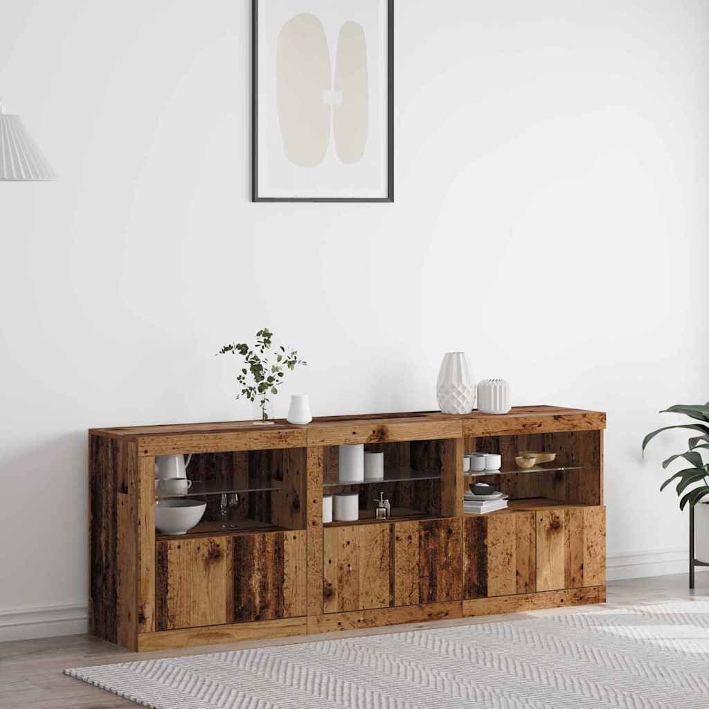 Buffet LED Bois Ancien 181 x 37 x 67 cm Bois d’ingénierie - XIOS