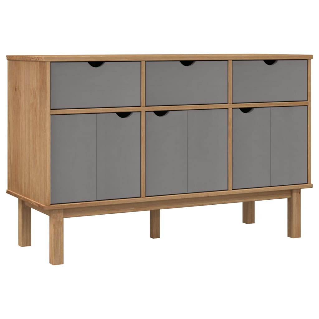 Buffet OTTA Marron et gris 114x43x73,5 cm Bois massif pin - XIOS