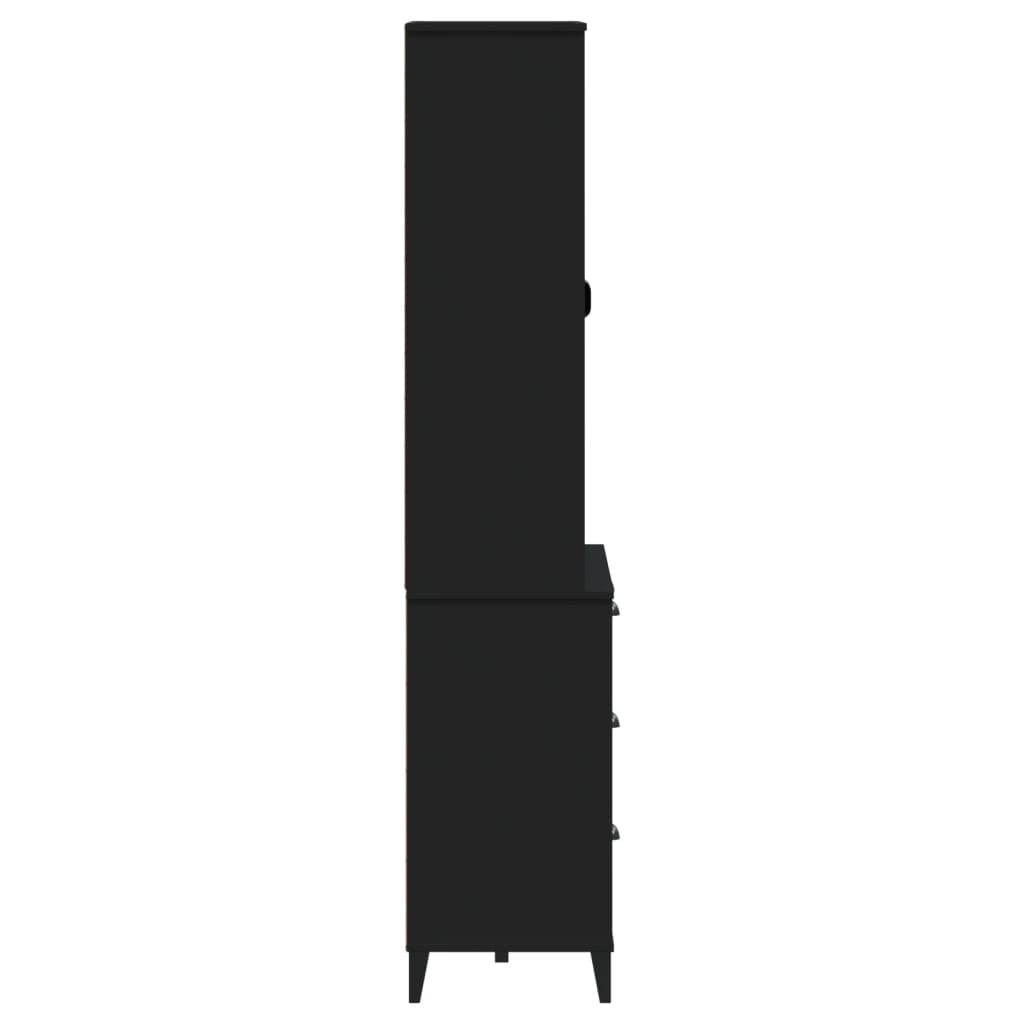 Buffet VIKEN noir 80x40x190 cm bois massif de pin - XIOS