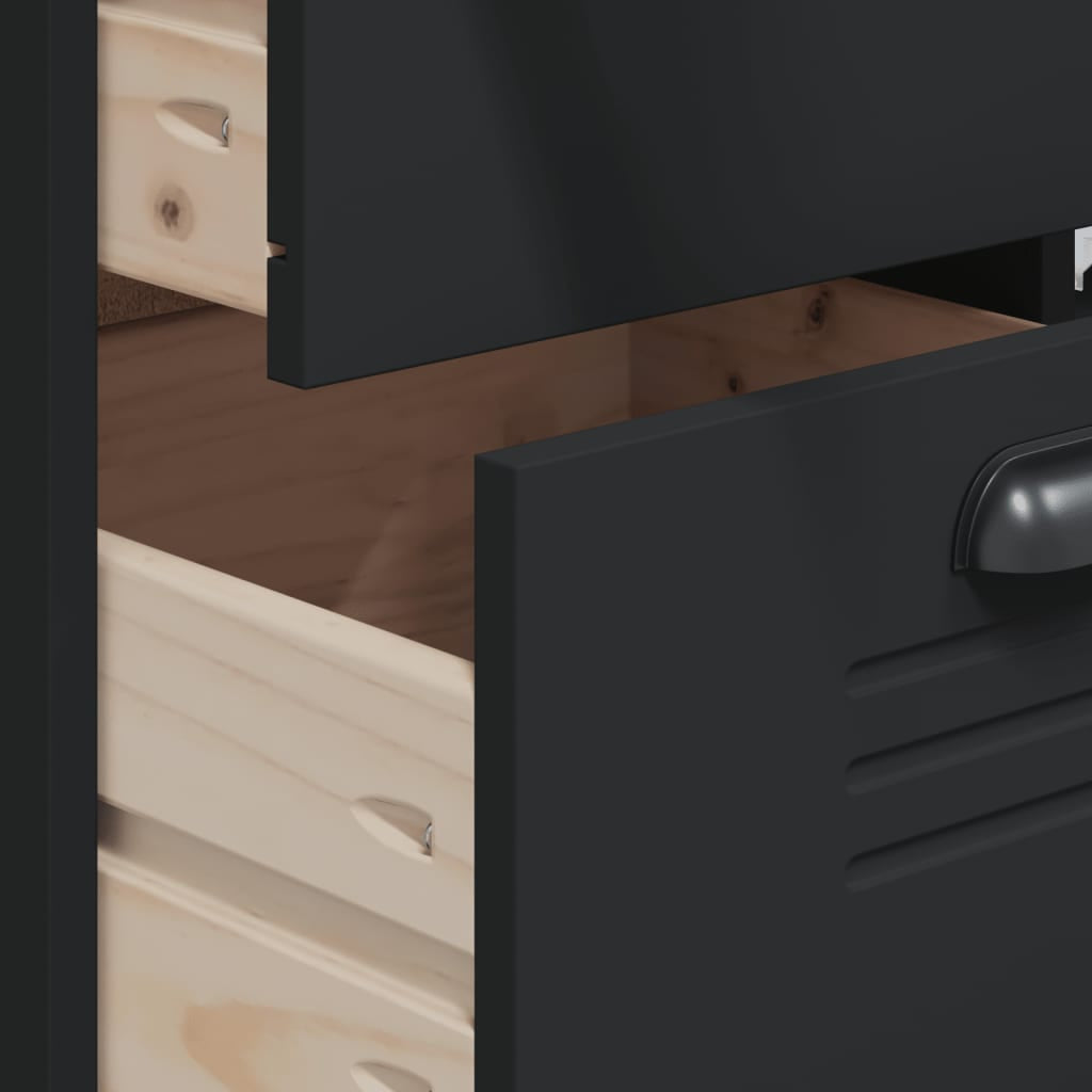 Buffet VIKEN noir 80x40x190 cm bois massif de pin - XIOS