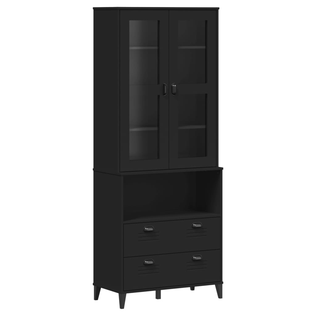 Buffet VIKEN noir 80x40x200 cm bois massif de pin - XIOS