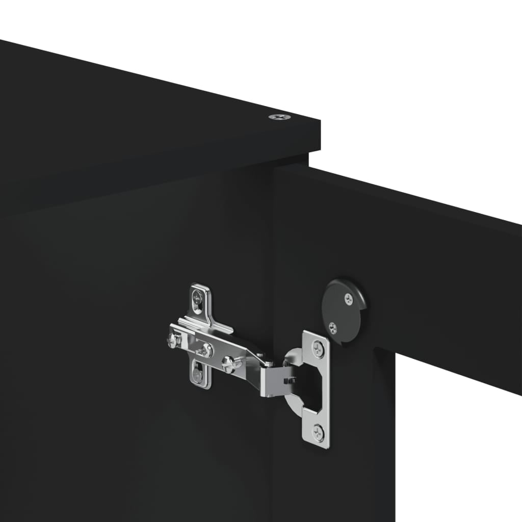 Buffet VIKEN noir 80x40x200 cm bois massif de pin - XIOS