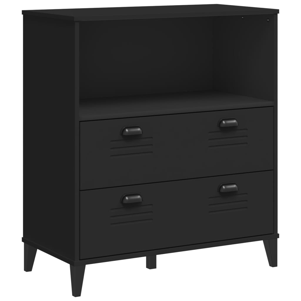 Buffet VIKEN noir 80x40x200 cm bois massif de pin - XIOS