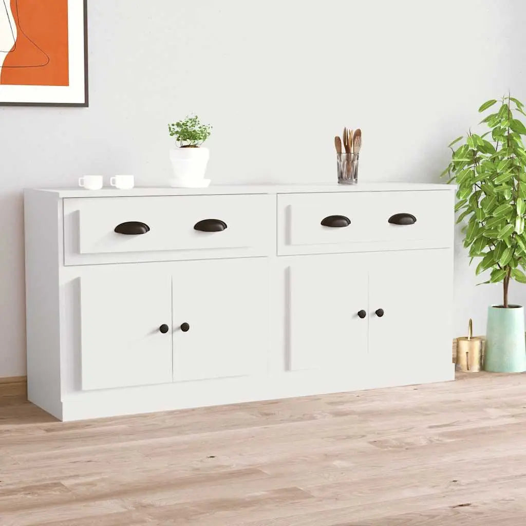 Buffets 2 pcs blanc bois d’ingénierie - XIOS