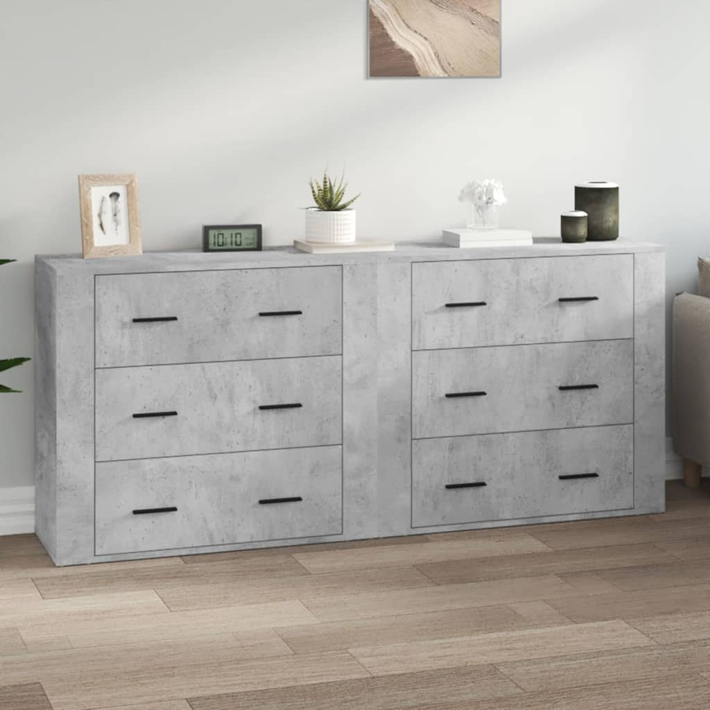 Buffets 2 pcs gris béton bois d’ingénierie - XIOS