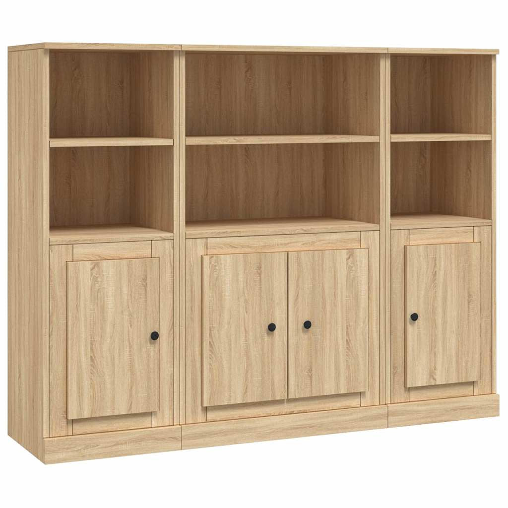 Buffets 3 pcs chêne sonoma bois d’ingénierie - XIOS