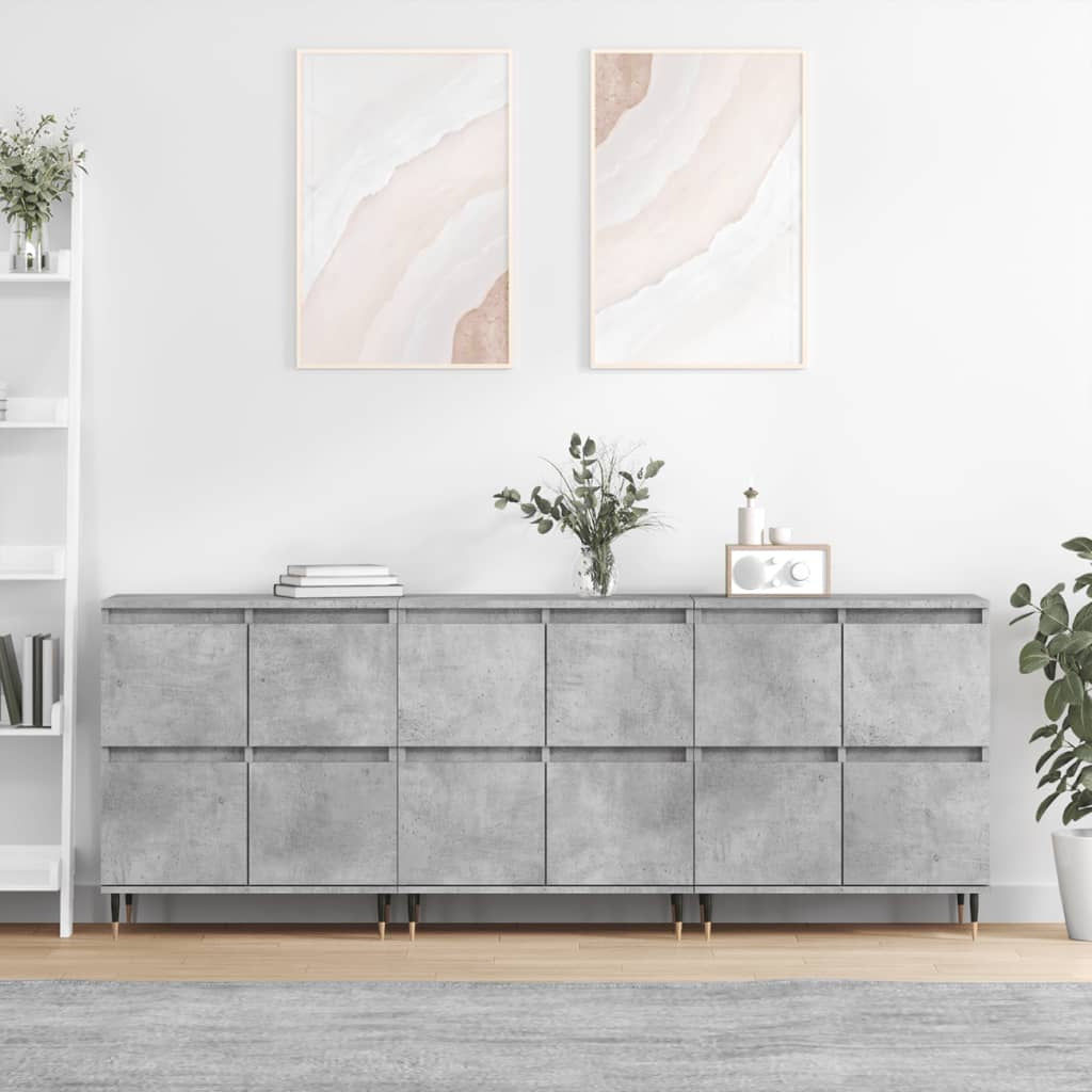 Buffets 3 pcs gris béton bois d’ingénierie - XIOS
