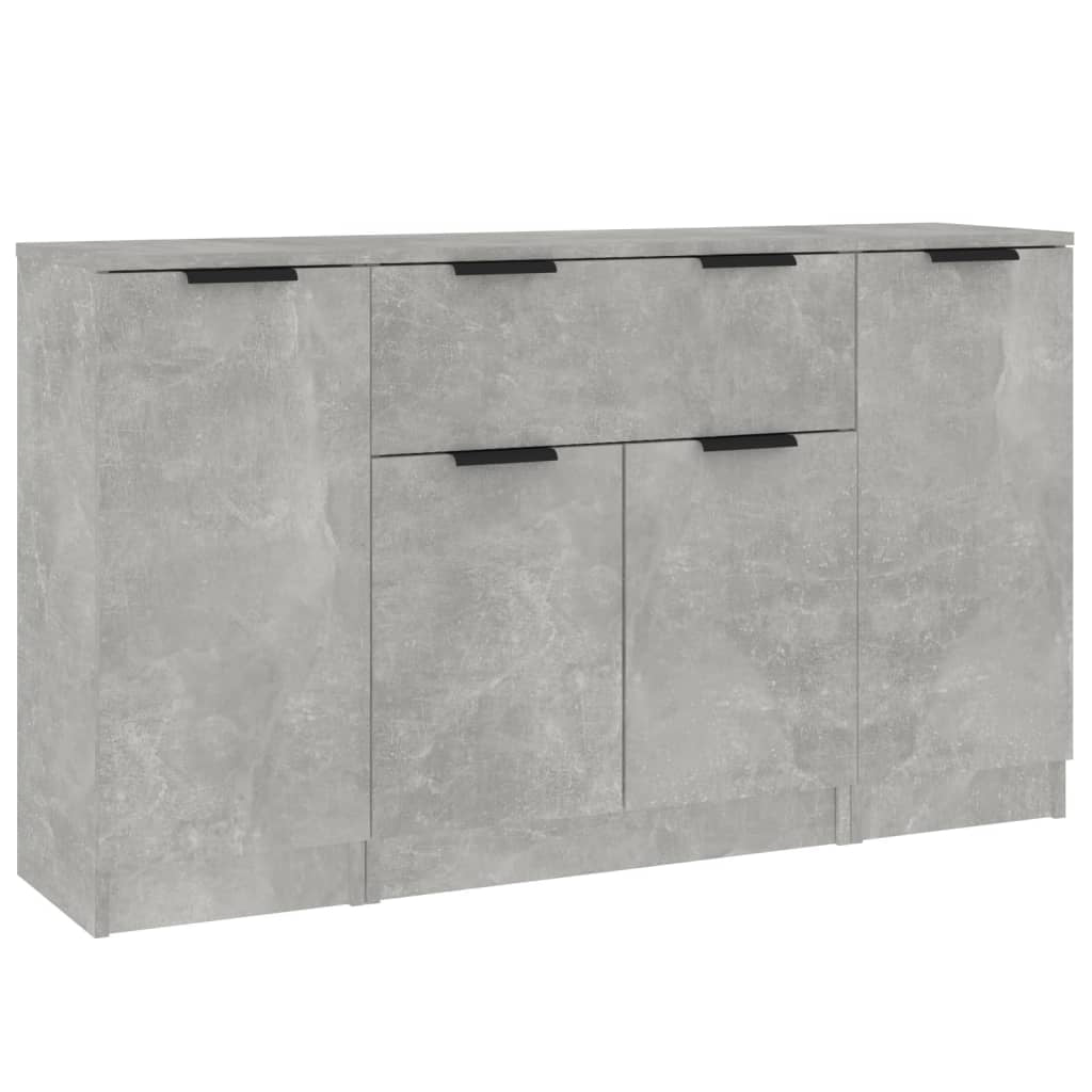 Buffets 3 pcs gris béton bois d’ingénierie - XIOS