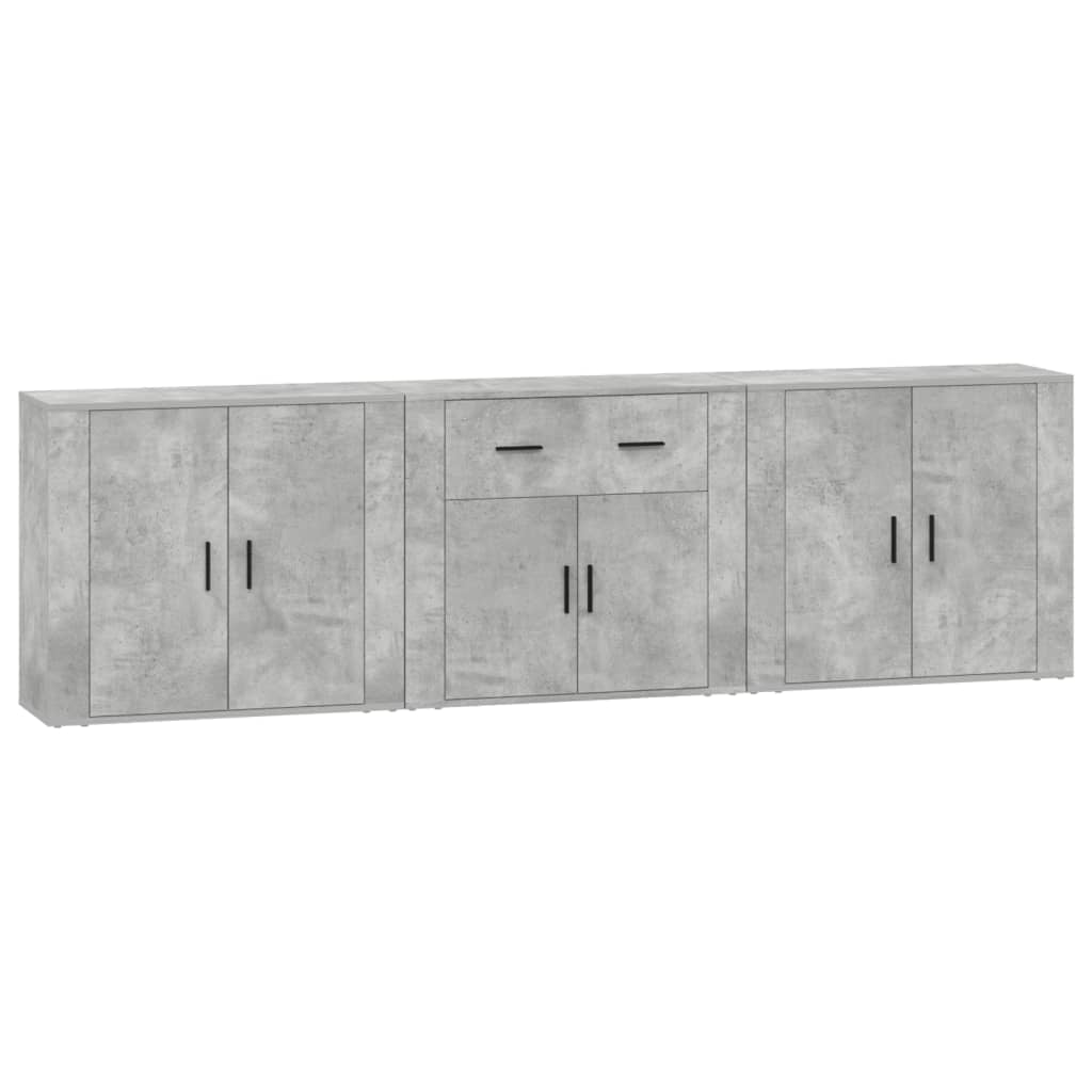 Buffets 3 pcs gris béton bois d’ingénierie - XIOS