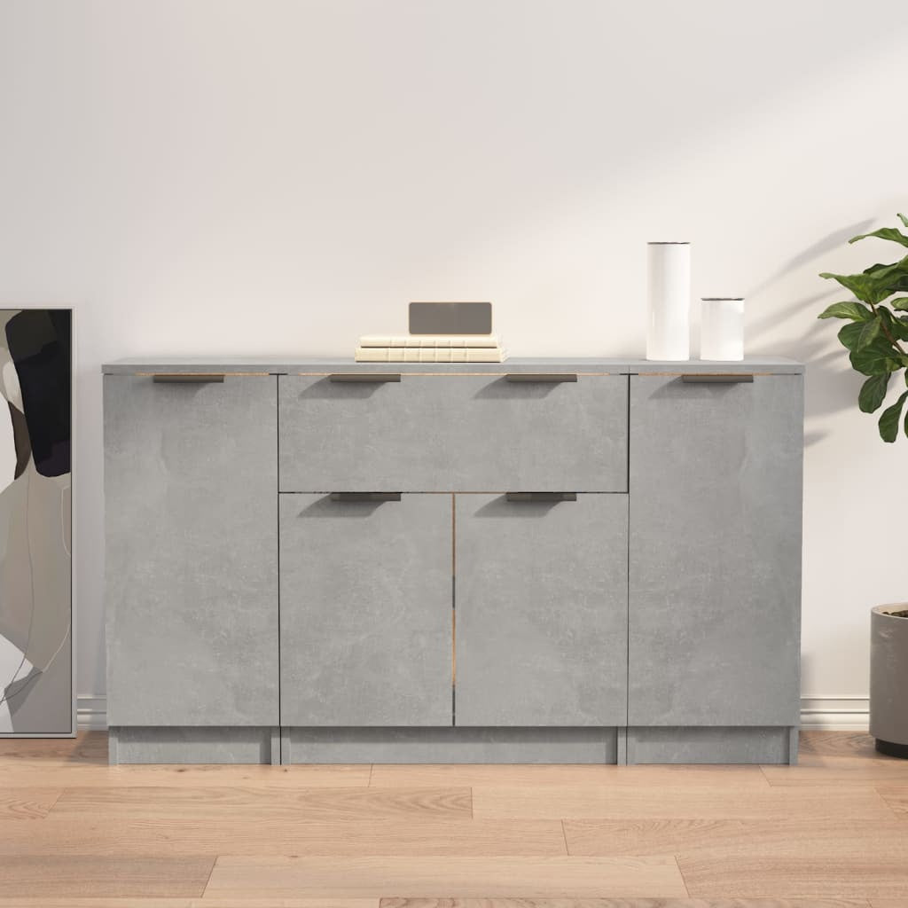 Buffets 3 pcs gris béton bois d’ingénierie - XIOS
