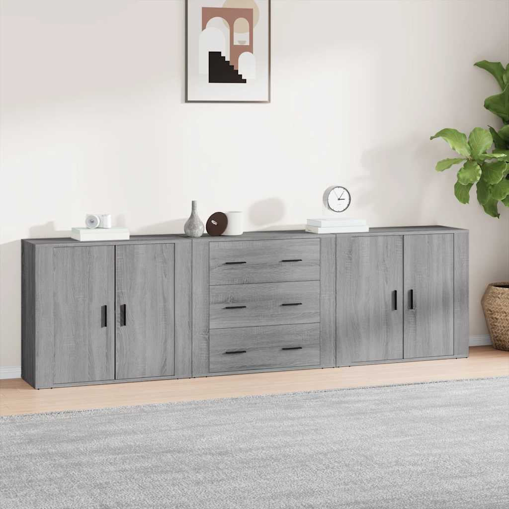 Buffets 3 pcs Sonoma gris Bois d’ingénierie - XIOS