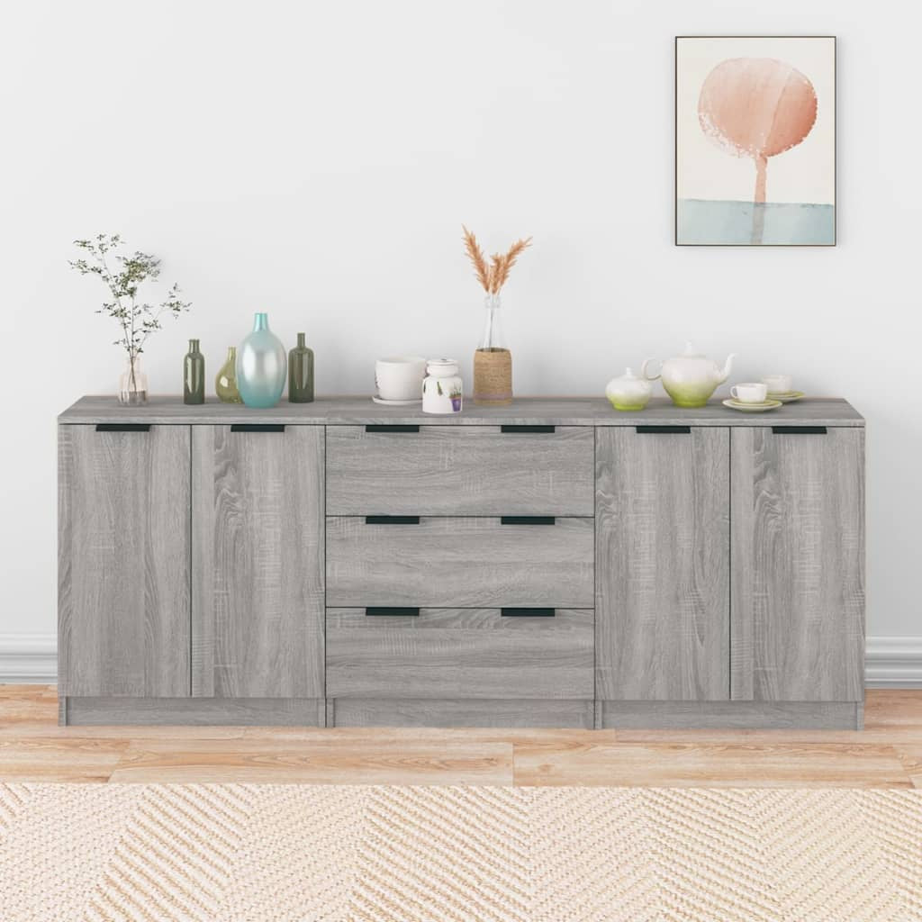 Buffets 3 pcs Sonoma gris Bois d’ingénierie - XIOS