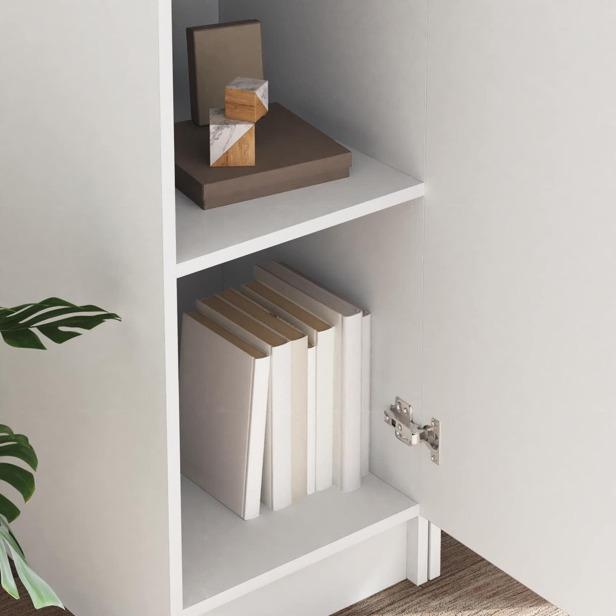 Bureau avec étagère avec stockage avec porte 2 pièces Blanc - XIOS