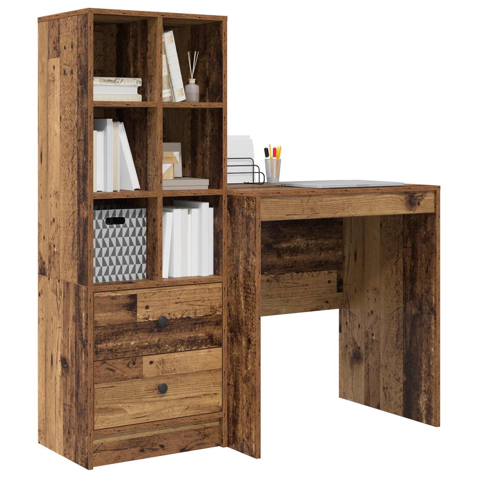 Bureau Bois ancien 115,5 x 50 x 127 cm 2 pc - XIOS