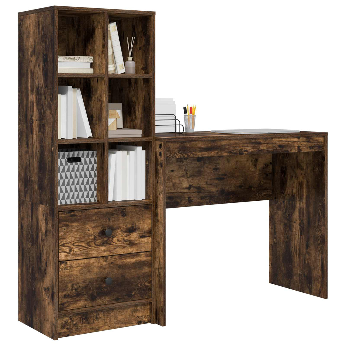 Bureau Chêne fumé 135,5 x 40 x 127 cm 2 pc - XIOS