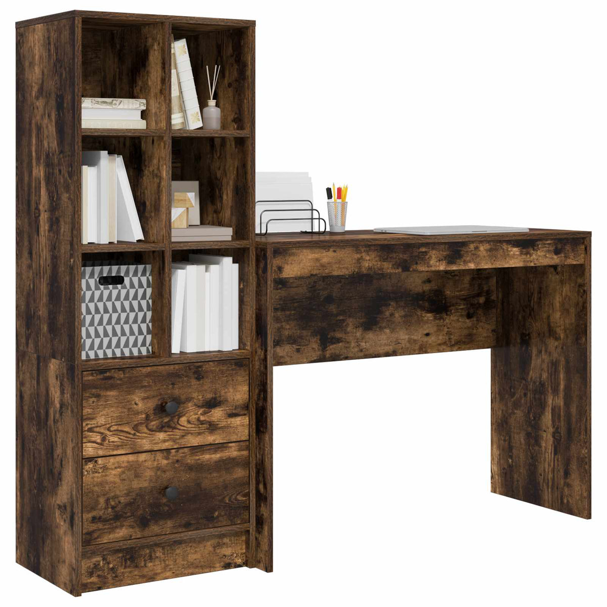 Bureau Chêne fumé 145,5 x 40 x 127 cm 2 pc - XIOS