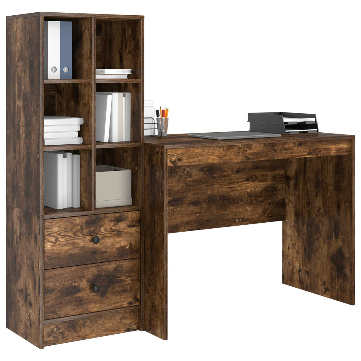 Bureau Chêne fumé 145.5 x 50 x 127 cm 2 pc - XIOS