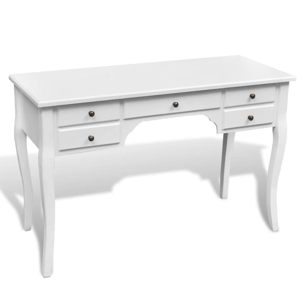Bureau français en bois avec pieds courbés et 5 tiroirs - XIOS