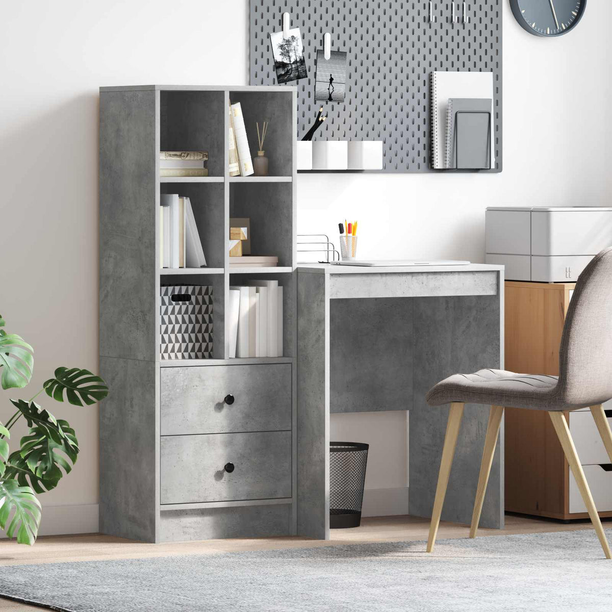 Bureau Gris béton 105,5 x 50 x 127 cm 2 pc - XIOS