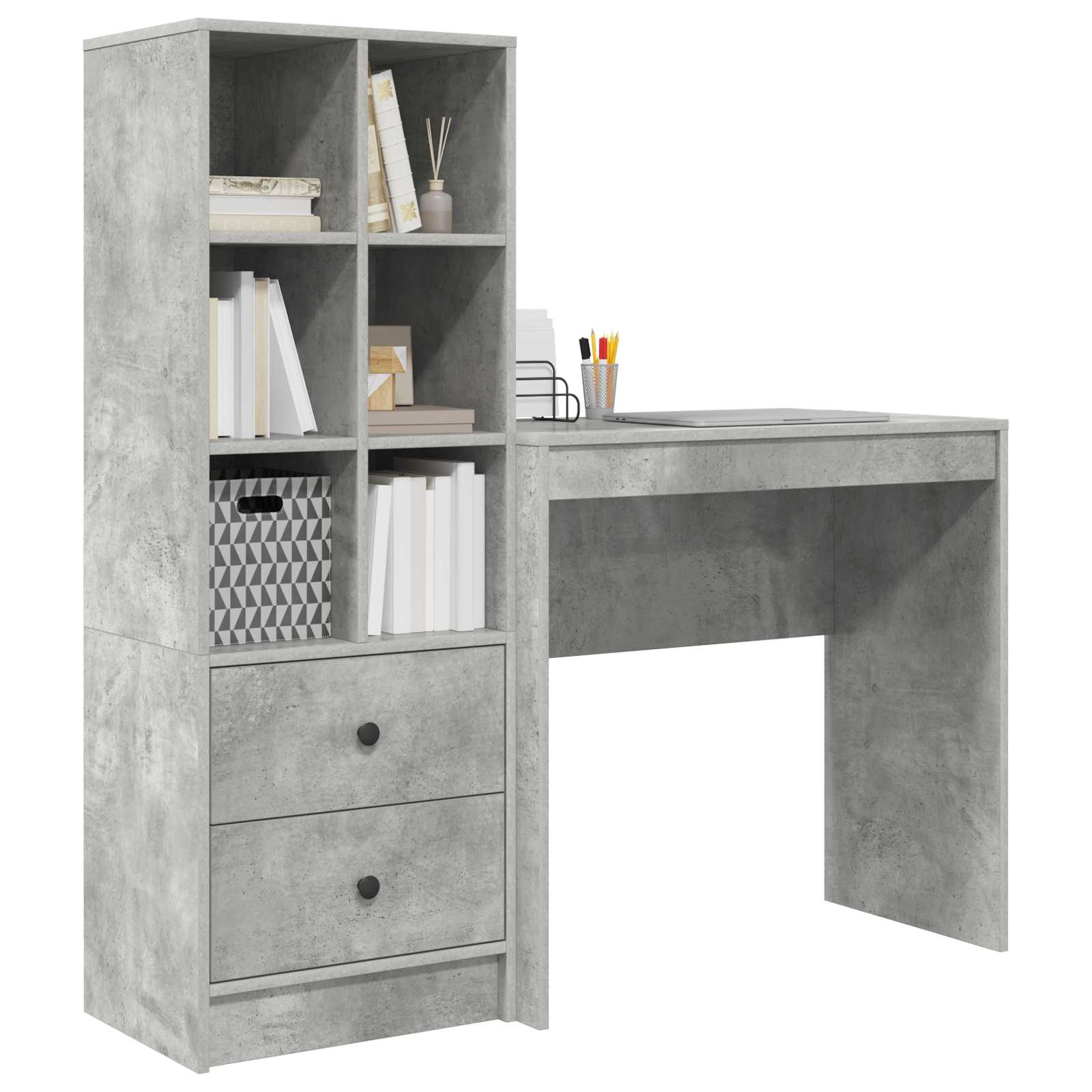 Bureau Gris béton 125,5 x 40 x 127 cm 2 pc - XIOS