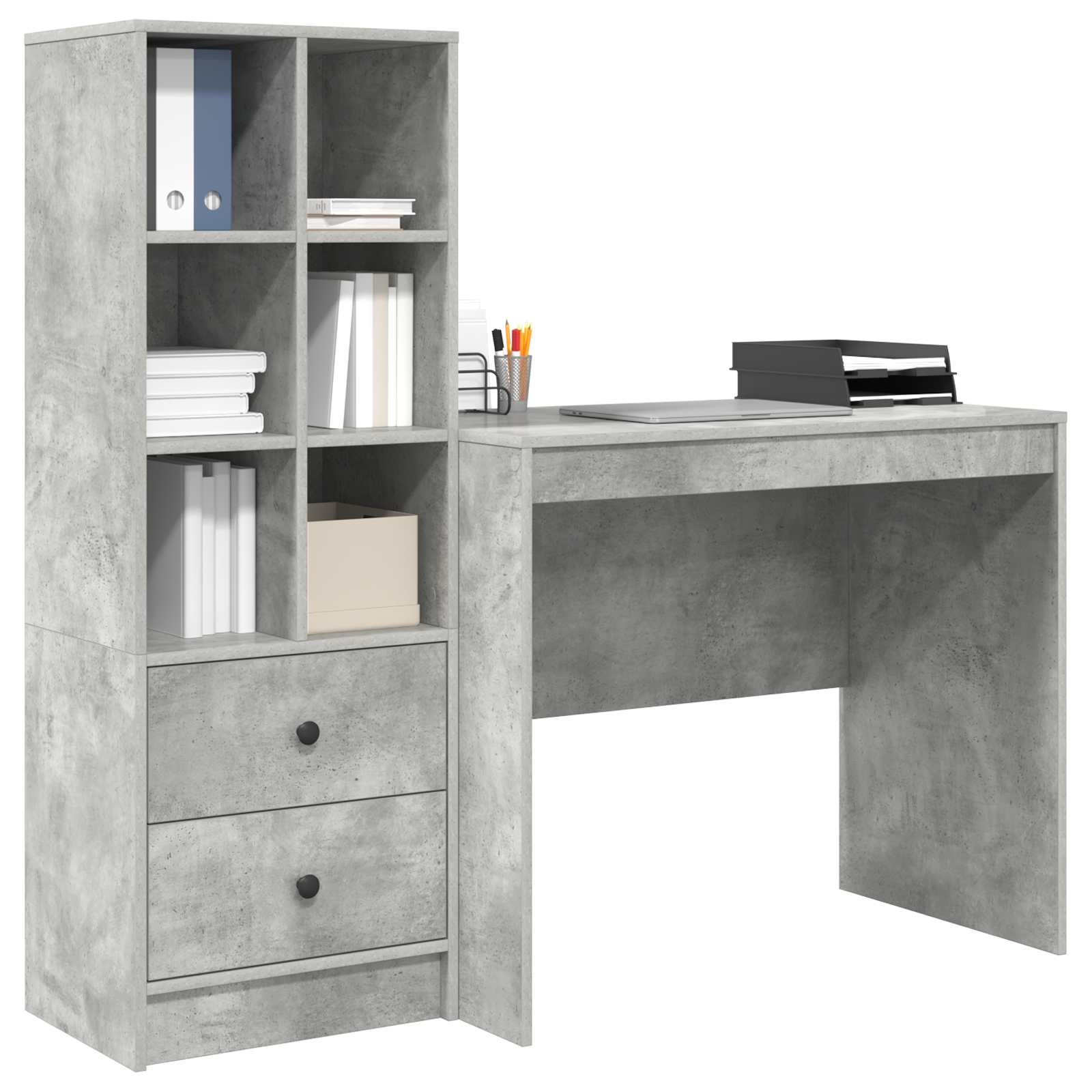 Bureau Gris béton 135,5 x 50 x 127 cm 2 pc - XIOS