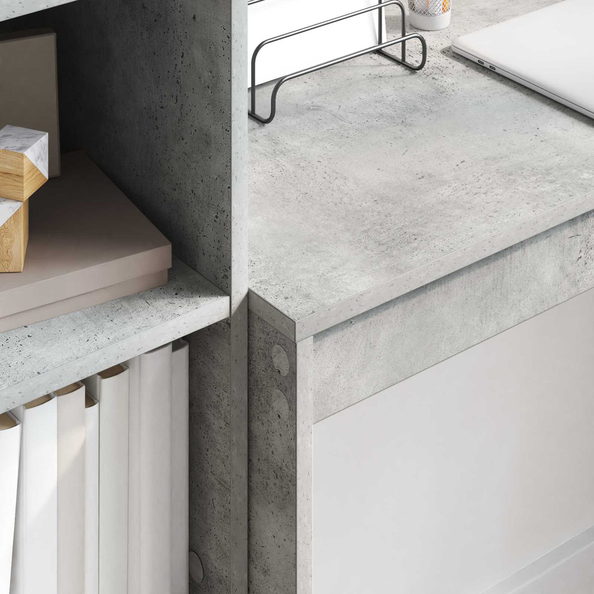Bureau Gris béton 145,5 x 40 x 127 cm 2 pc - XIOS