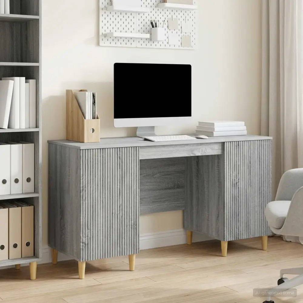 Bureau Sonoma gris 142,5 x 50 x 75 cm Bois d’ingénierie - XIOS