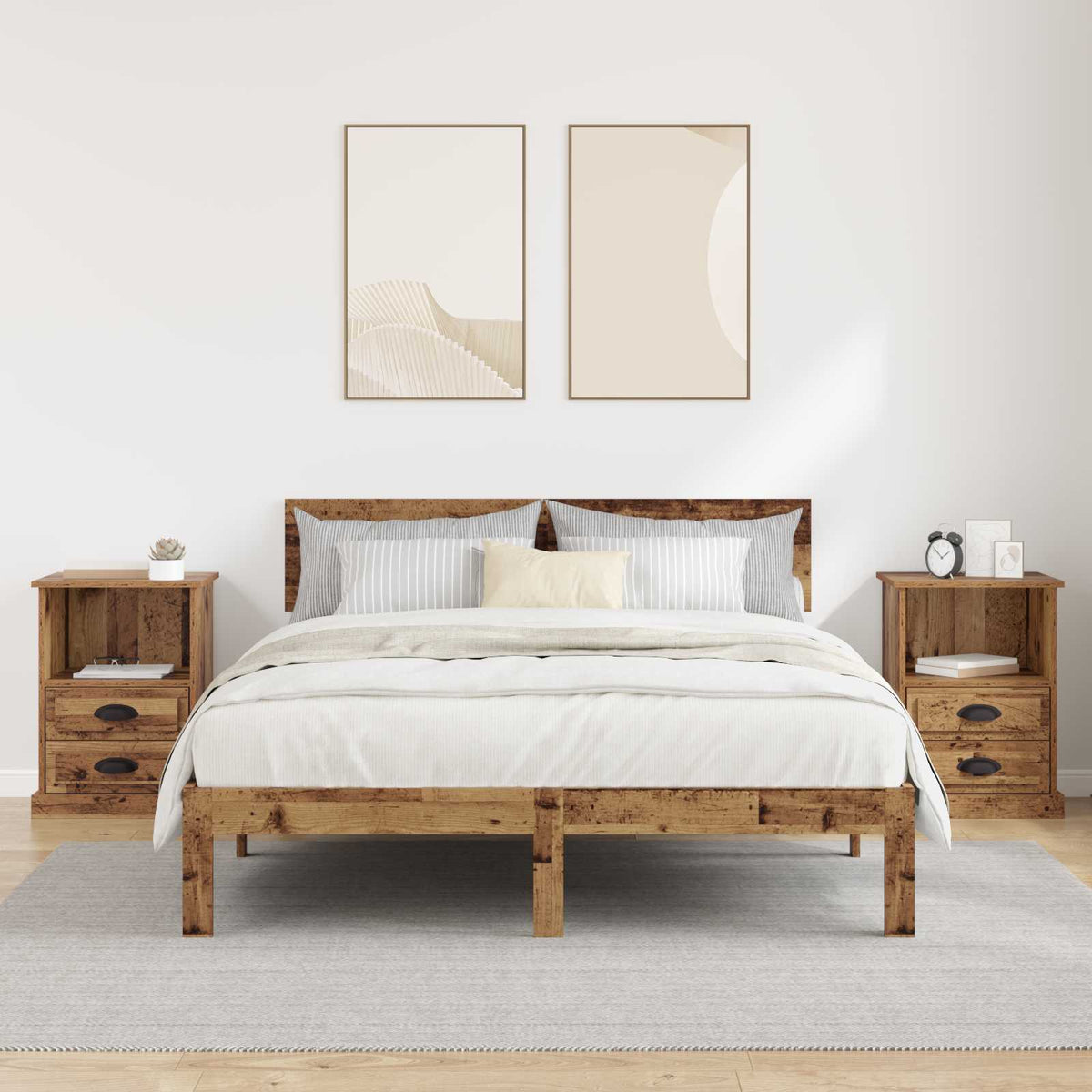 Cabinet de chevet 2 pc Bois ancien 36 x 43 x 60 cm - XIOS