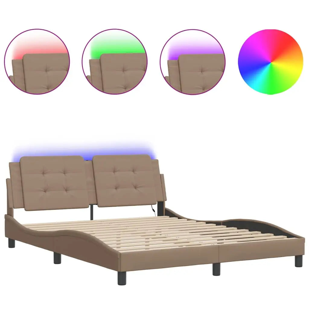 Cadre de lit avec LED sans matelas Zadar cappuccino 160x200 cm - XIOS